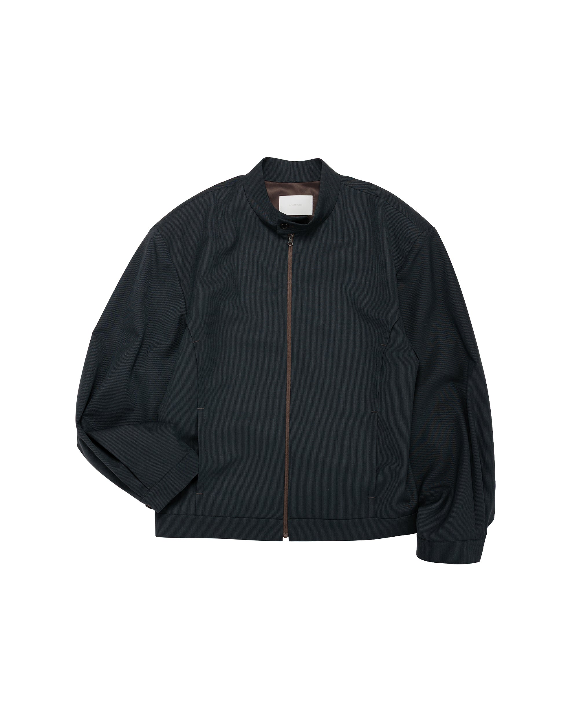 Amomento Wool Stripe Zip-Up Jumper Black