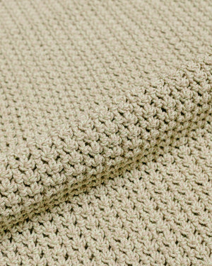 Auralee Hand Crochet Knit Half Sleeved Shirt Khaki Beige fabric