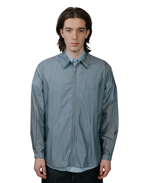 Auralee Light Nylon Zip Shirt Blue Gray model front