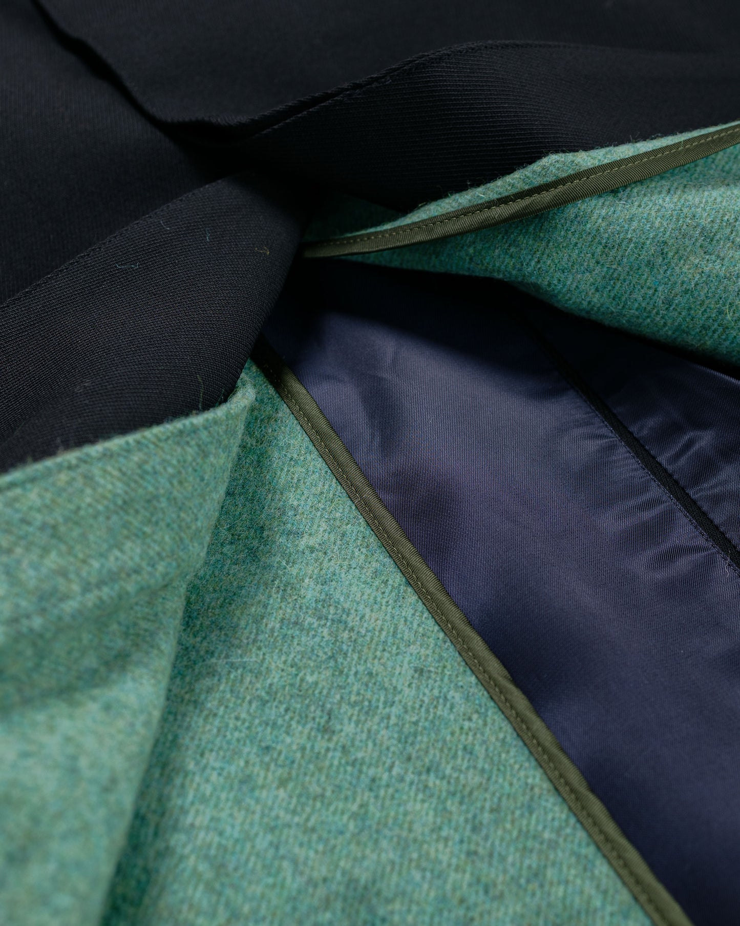 Auralee Ultra Fine Wool Twill Wool-Lined Coat Dark NavyMix Green