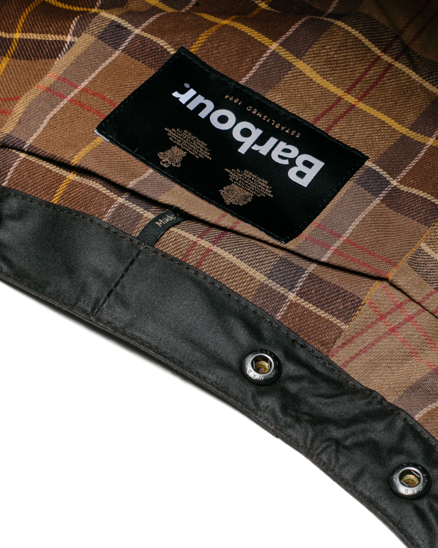 Barbour Waxed Cotton Hood Rustic Detail