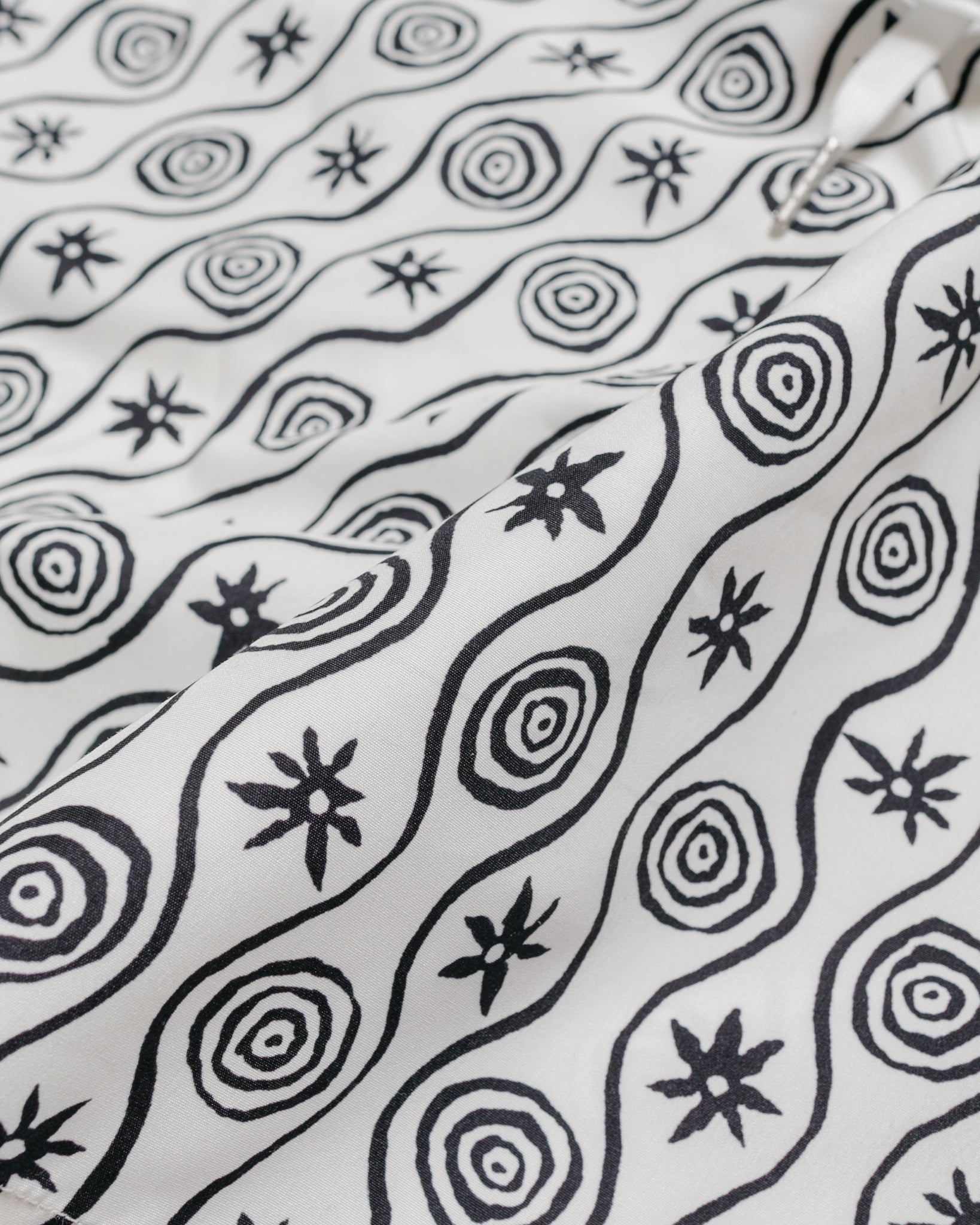 Bather White Sunwhirl Print Swim Trunk fabric