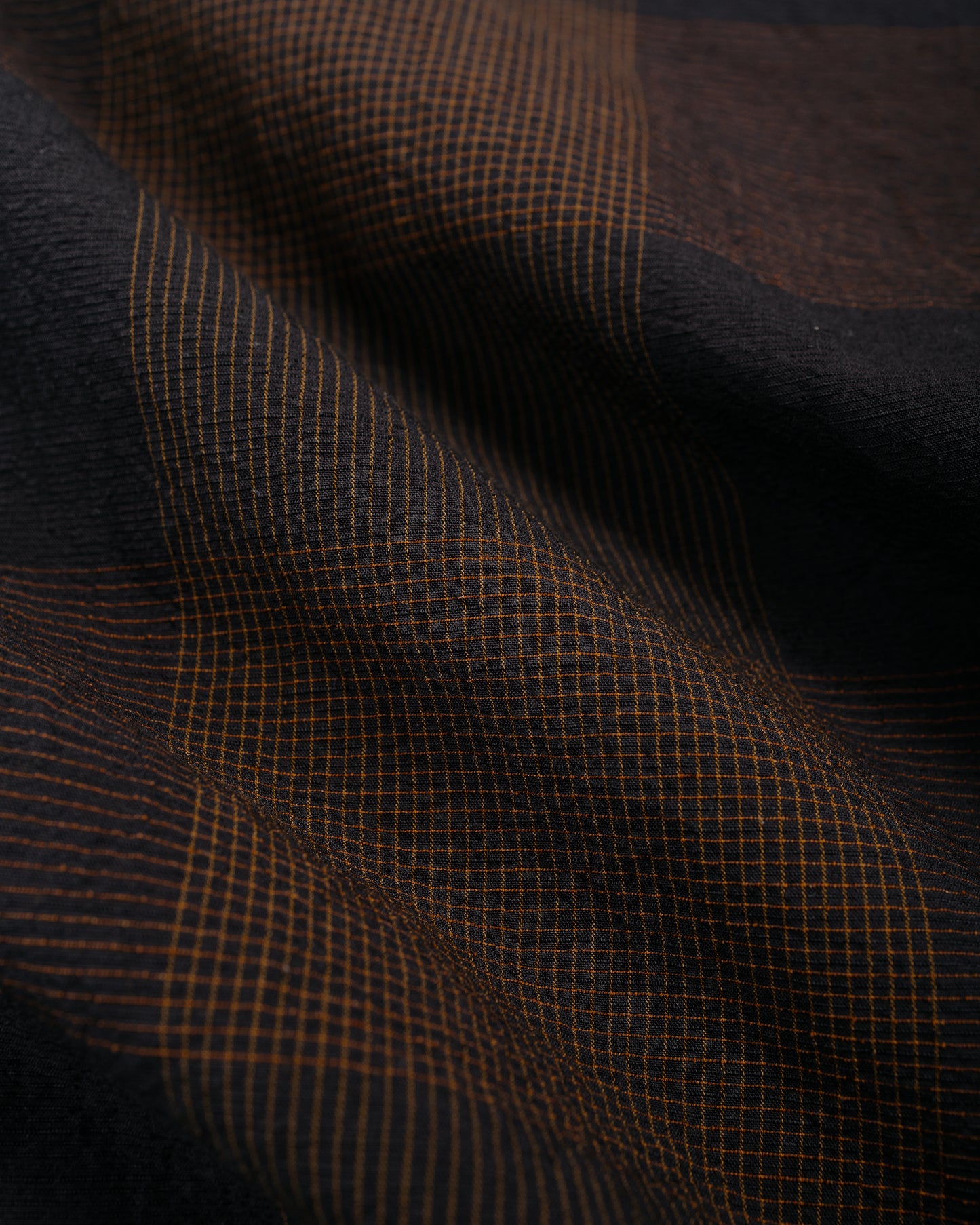 Beams Plus B.D. Classic Fit Cotton Linen Cord Check Black/Brown