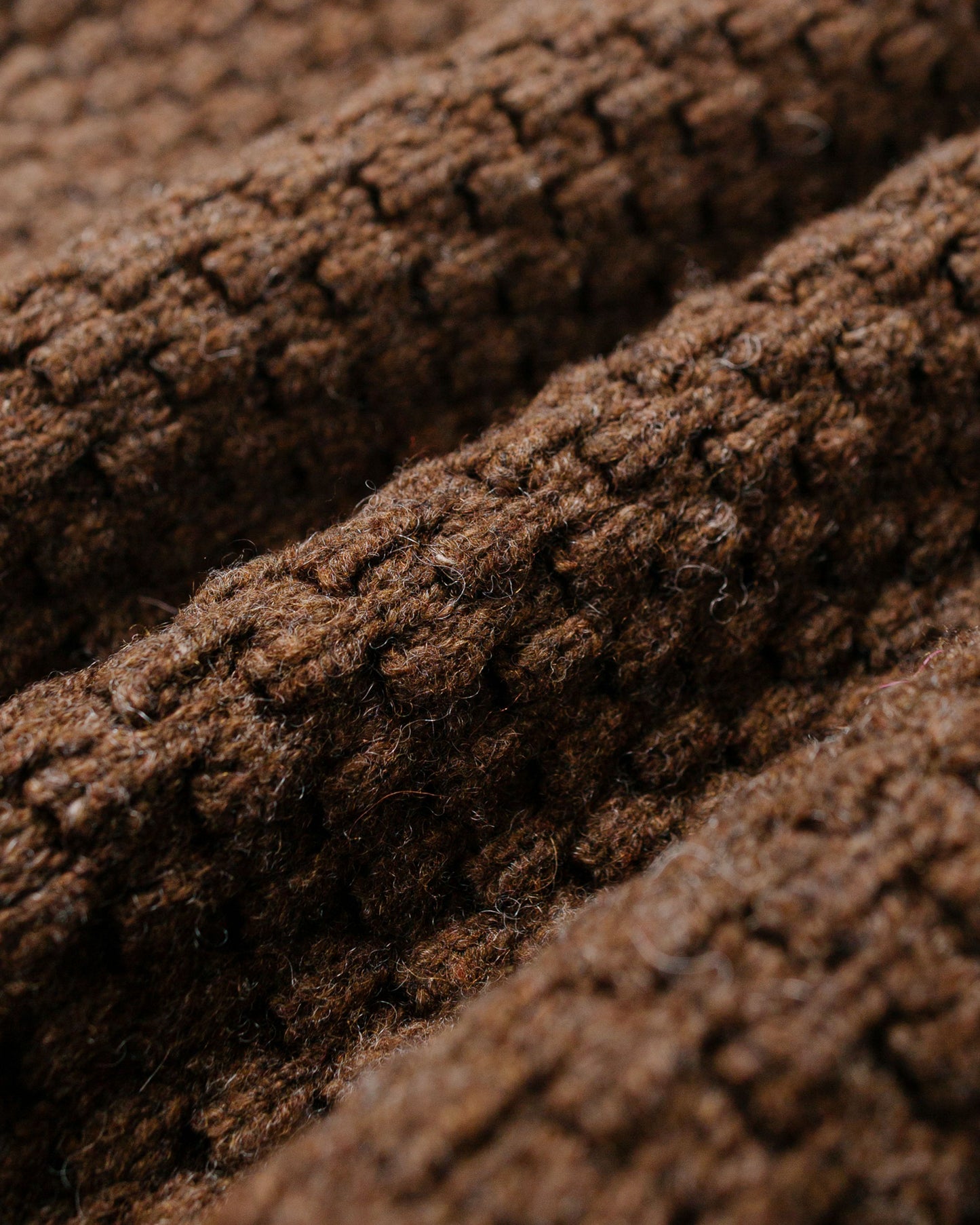 Beams Plus Full Zip Popcorn Pattern Brown