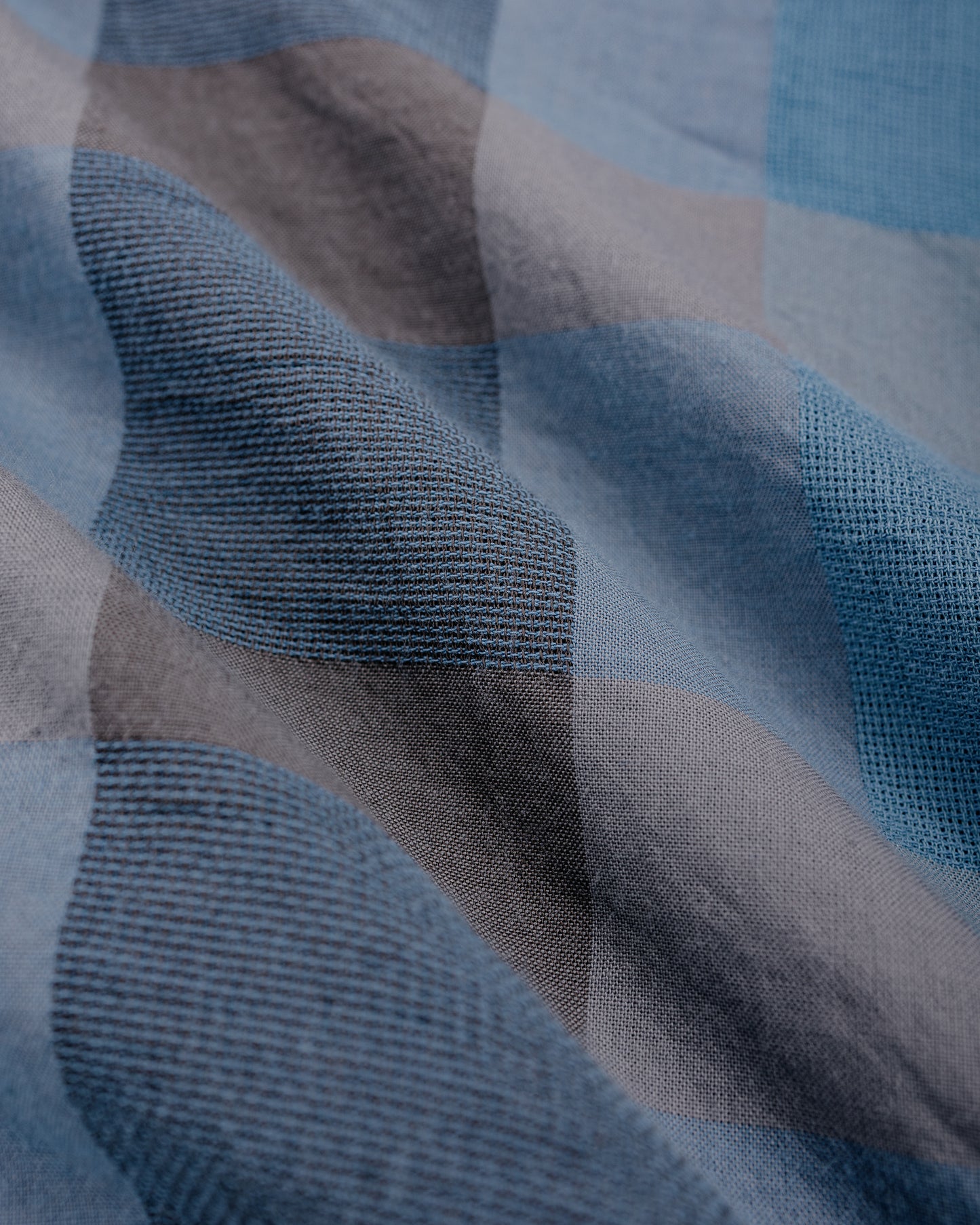 Beams Plus Italian Collar Indigo Panama Weave Plaid