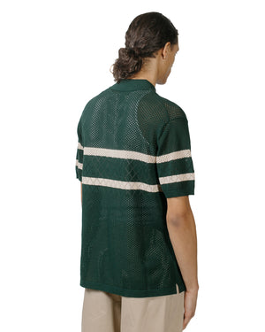 Beams Plus Knit Polo Mesh Stripe Green model back