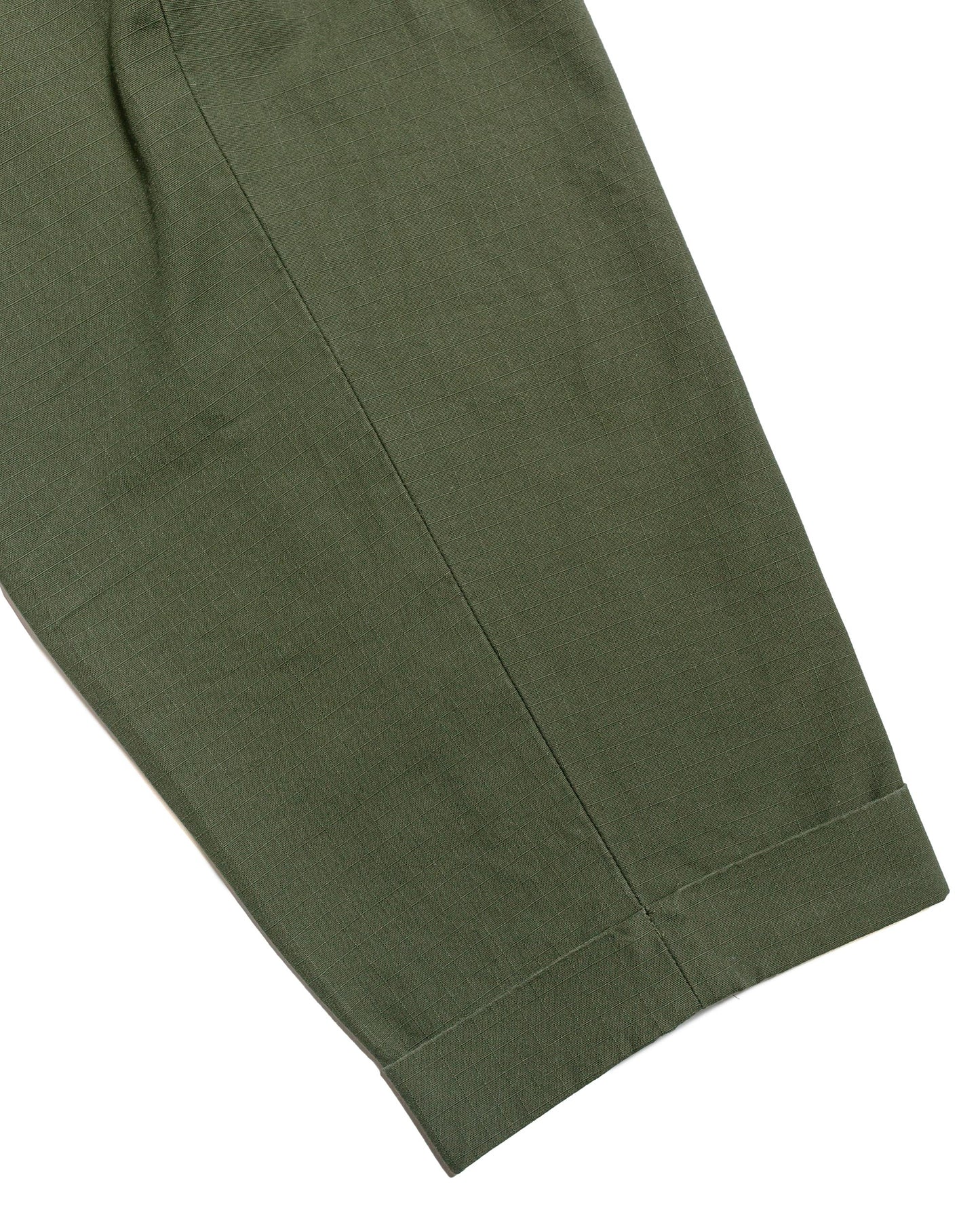 Beams Plus Lost & Found 2Pleats Cotton Ripstop Olive inseam