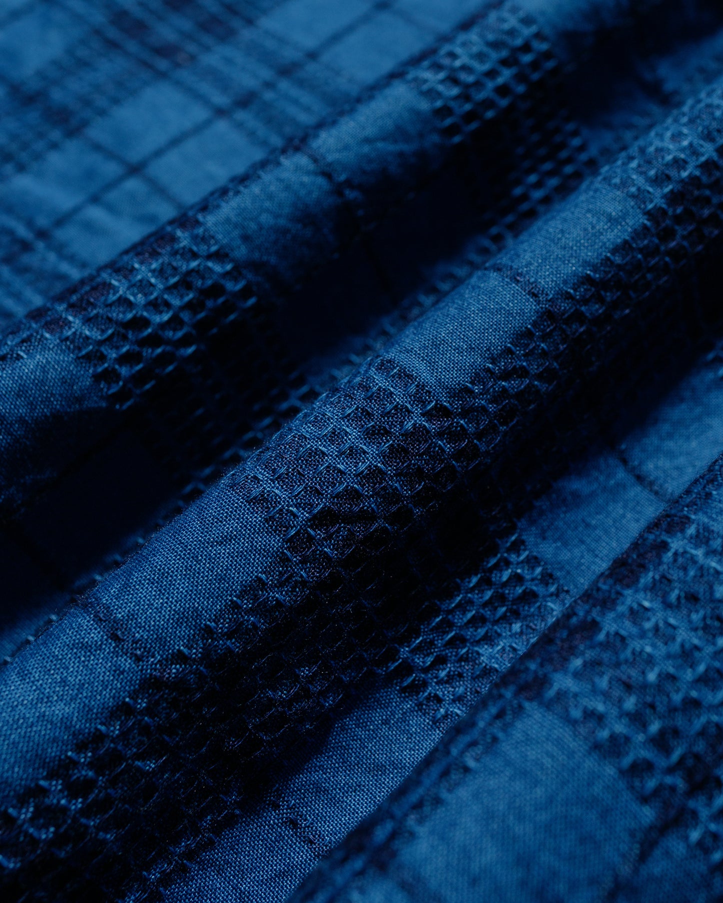 Beams Plus MIL Open Collar Indigo Dobby Plaid Wide Plaid