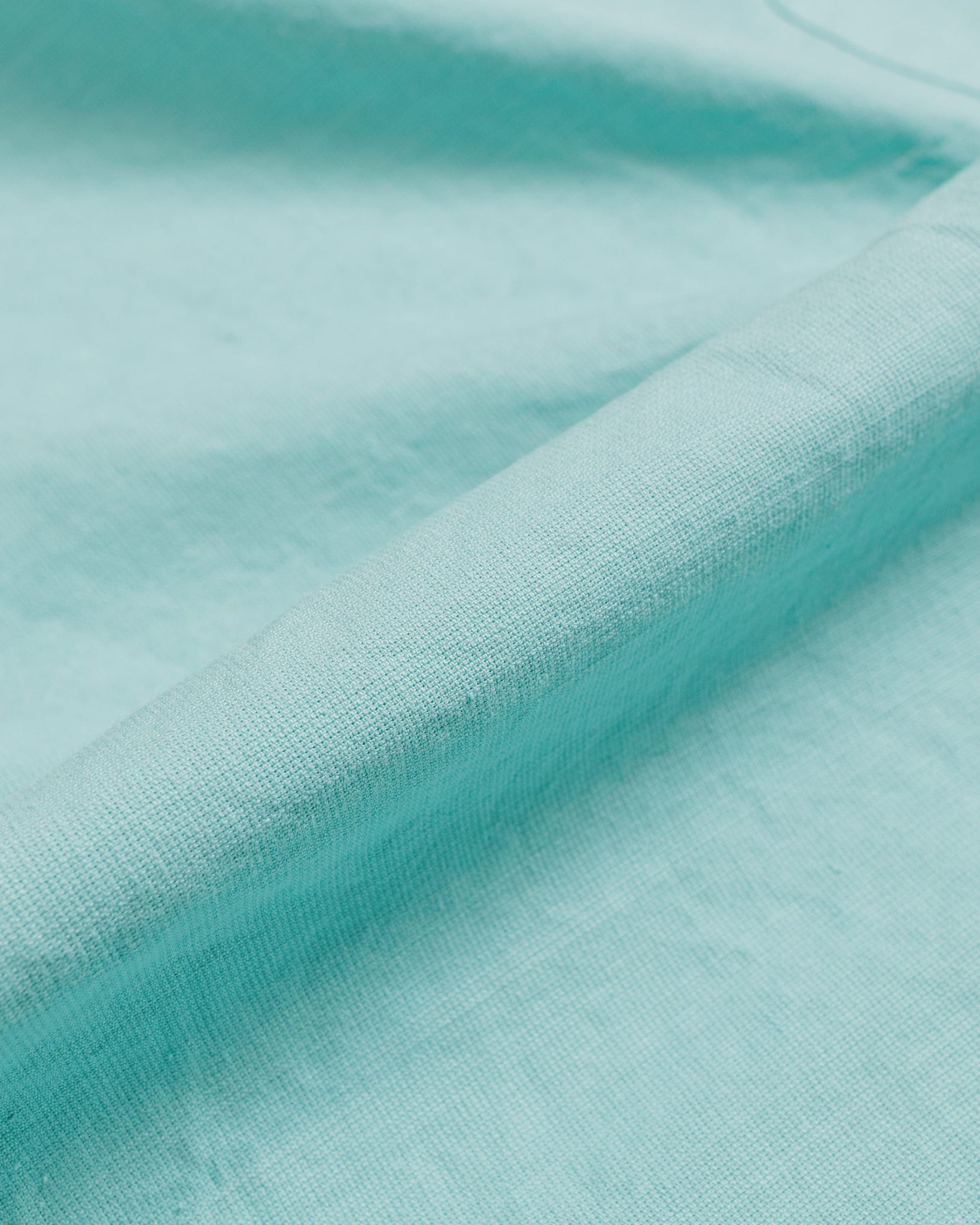 Beams Plus Open Collar Cotton Linen Panama Garment Dye Mint Green fabric