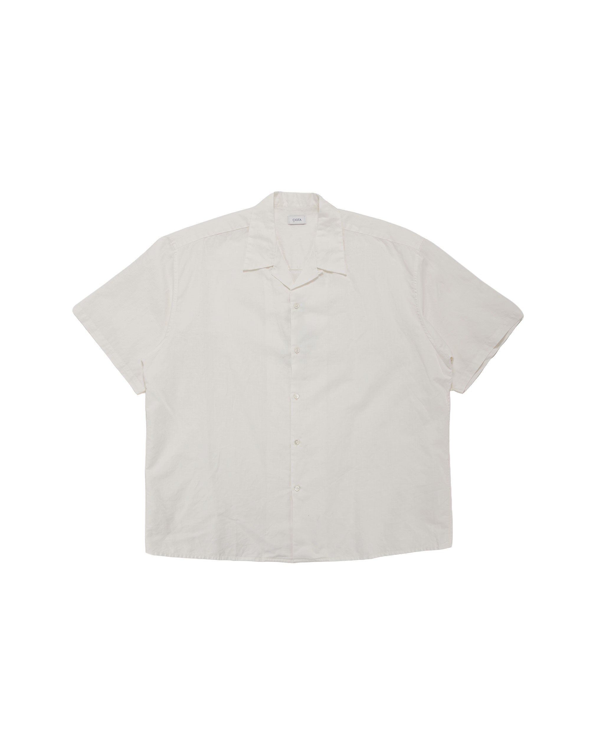 CIOTA Open Collar Short Sleeve Shirt Cotton/Linen Off White