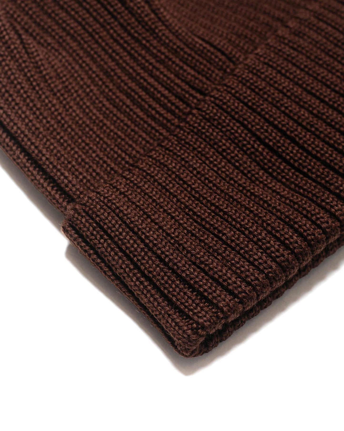 Danton Wool Rib Knit Beanie Brown fabric