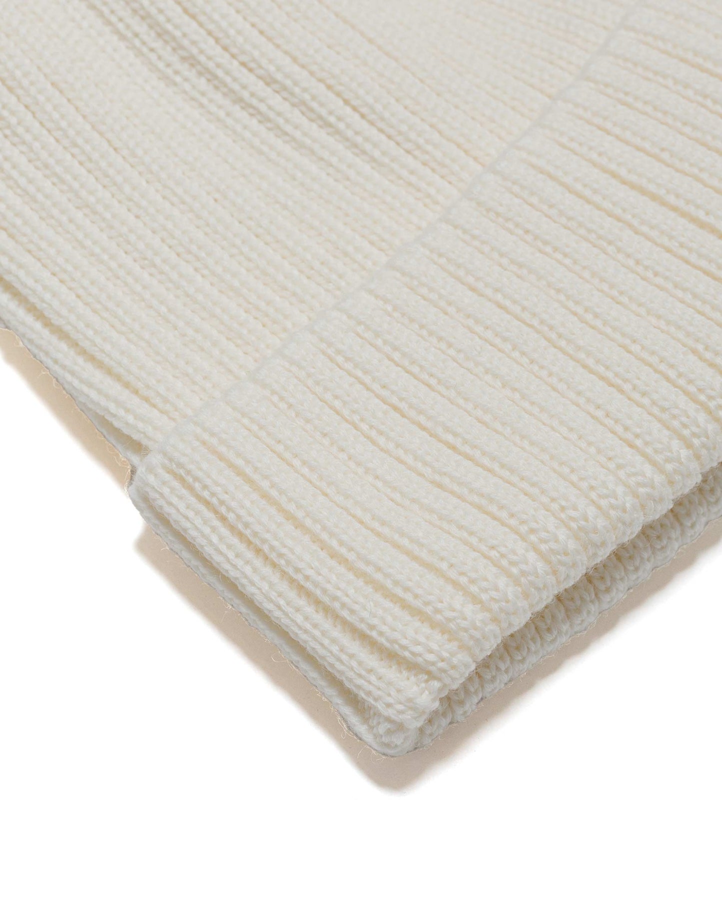 Danton Wool Rib Knit Beanie Ivory fabric
