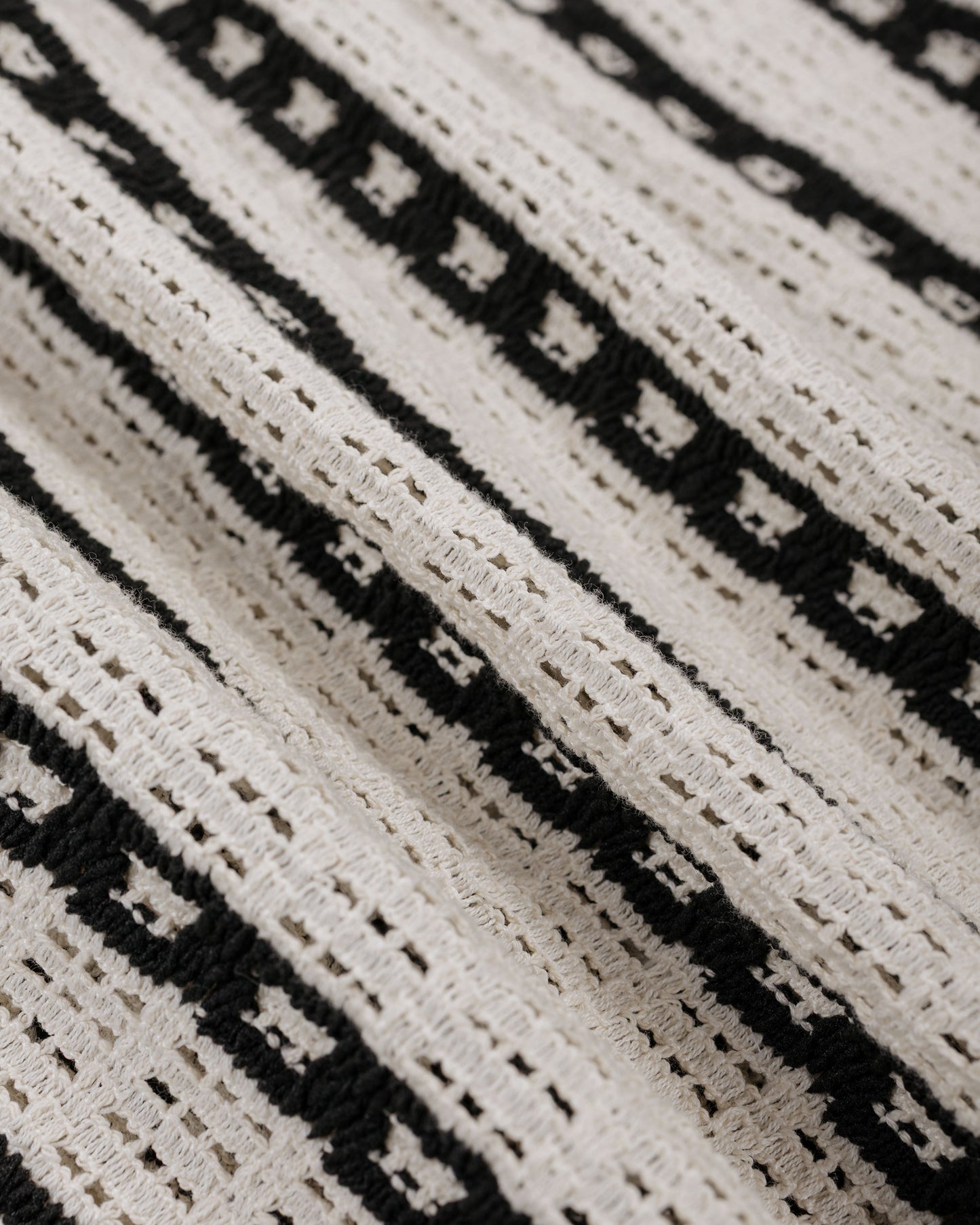 Engineered Garments Basque Shirt White/Black Stripe CP Crochet