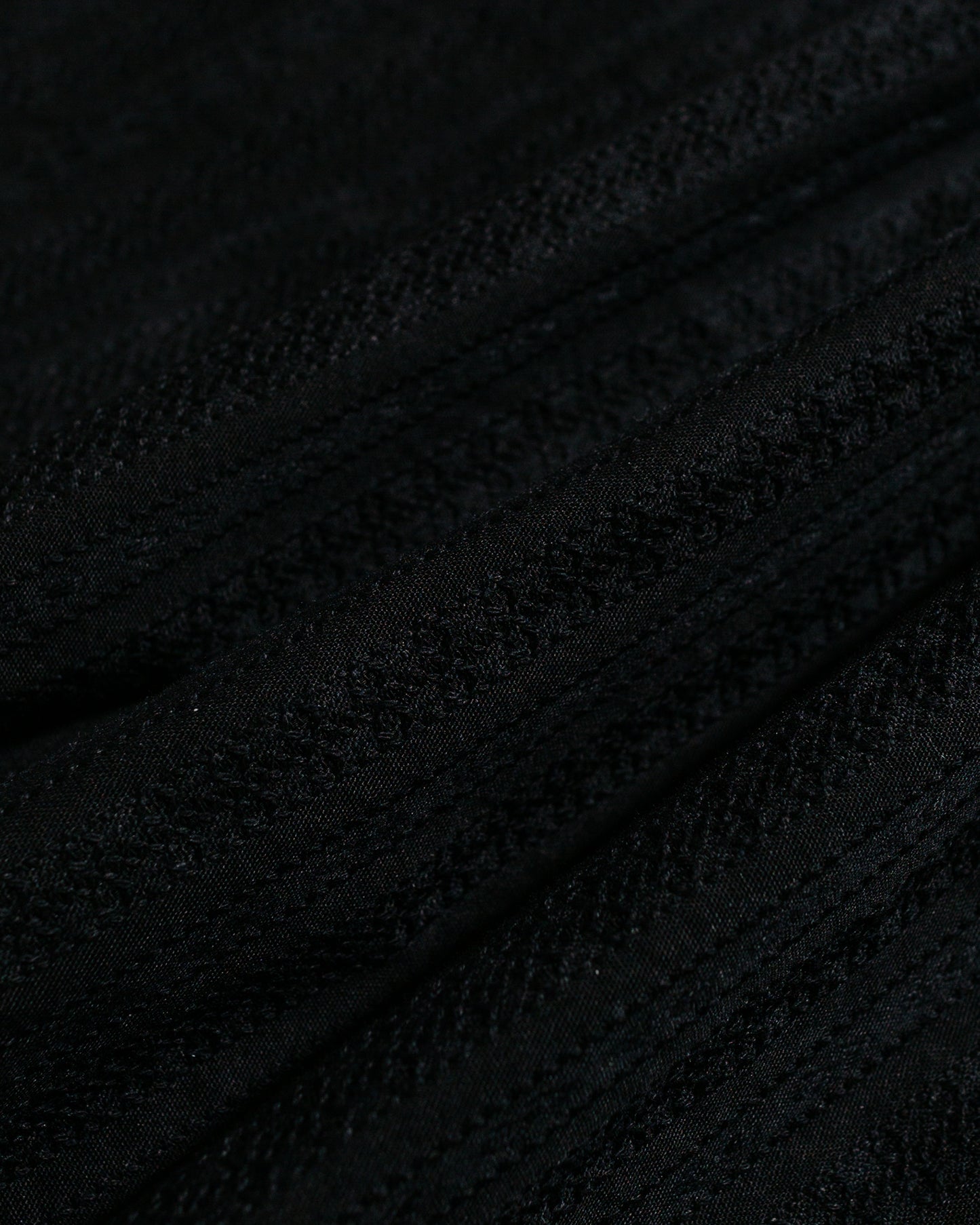 Engineered Garments Camp Shirt Black Cotton Lace Stripe Jacquard