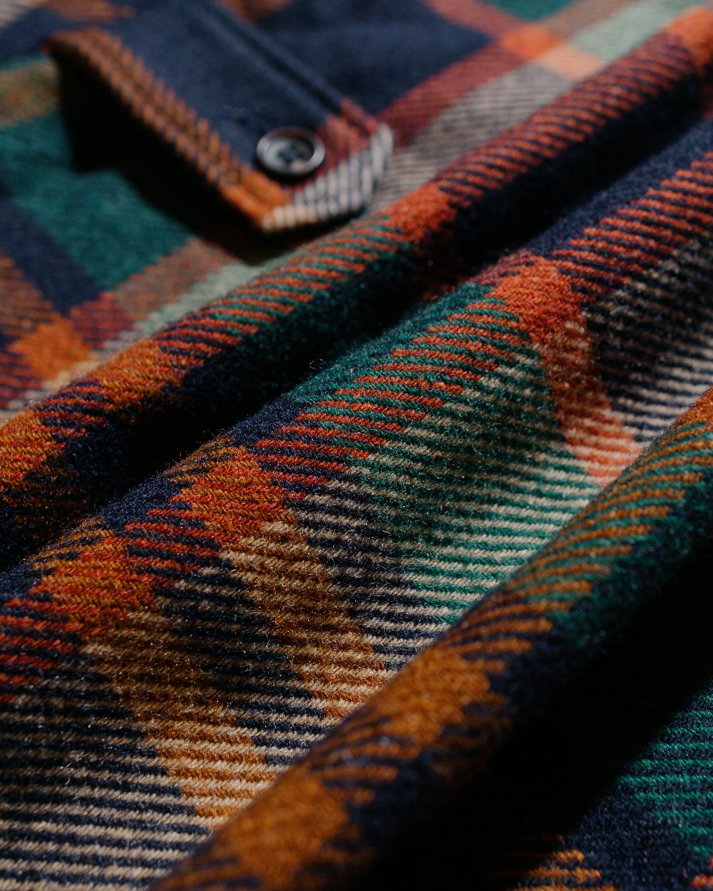 Engineered Garments Loiter Jacket Navy/Brown Heavy Wool Plaid