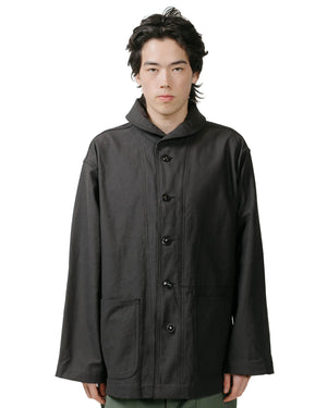 Engineered Garments Workaday Shawl Collar Jacket Black Cotton Reverse Sateen model front