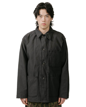 Engineered Garments Workaday Utility Jacket Black Cotton Reverse Sateen model front