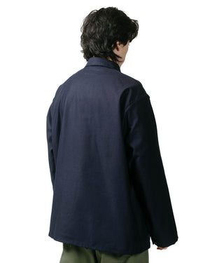 Engineered Garments Workaday Utility Jacket Dark Navy Cotton Reverse Sateen model back