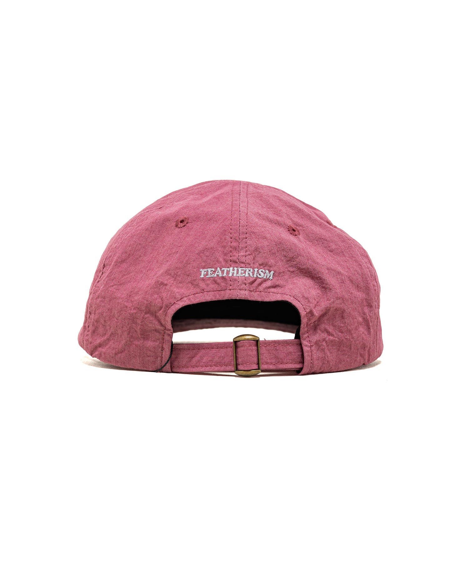 Found Feather 6 Panel Strap Back Cap Cotton Nylon Dyed Cloth Plum