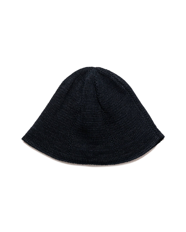 Found Feather Knit Tulip Hat Paper Cotton Rayon Black
