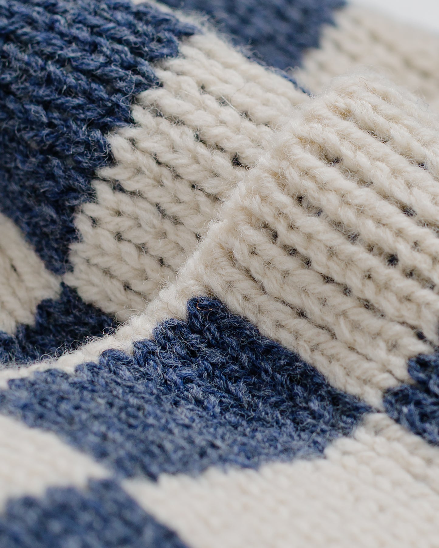 Found Feather Lost & Found Checker Beanie Italian Donegal Wool Navy