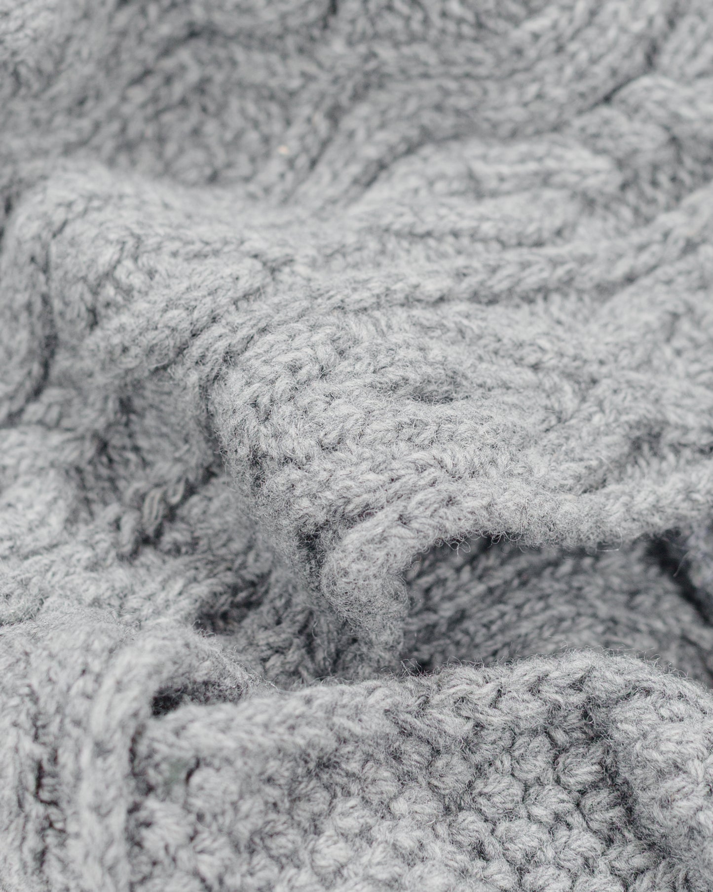 Found Feather Pom Pom Beanie Lambswool Grey