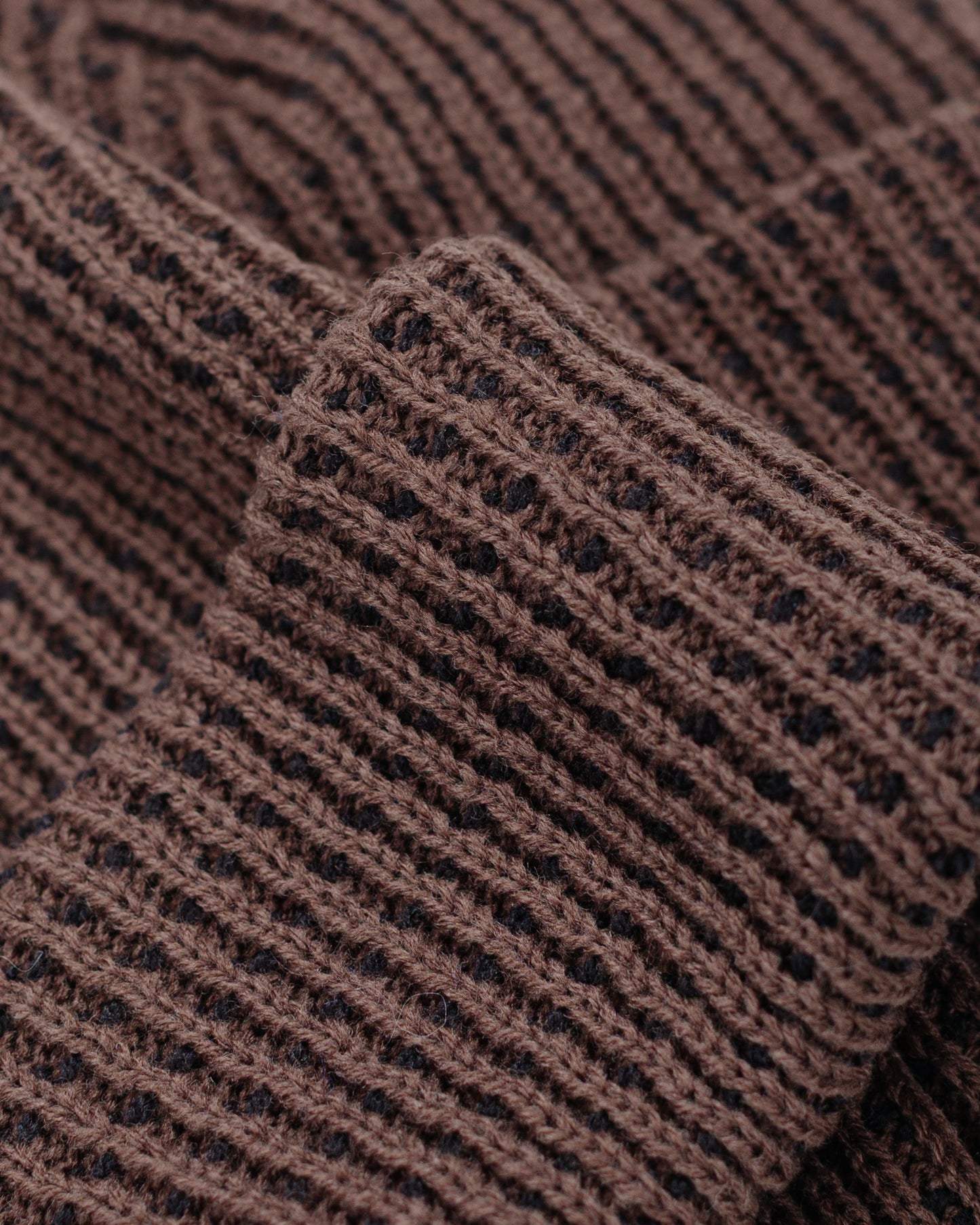 Found Feather Waffle Beanie Acrylic Knit Brown Black