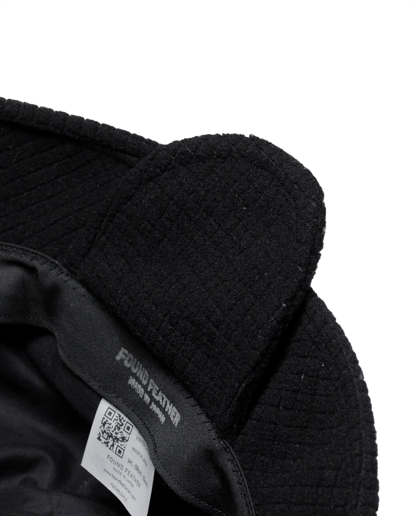 Found Feather Winter Safari Hat Quilted Polar Fleece Black ear flap