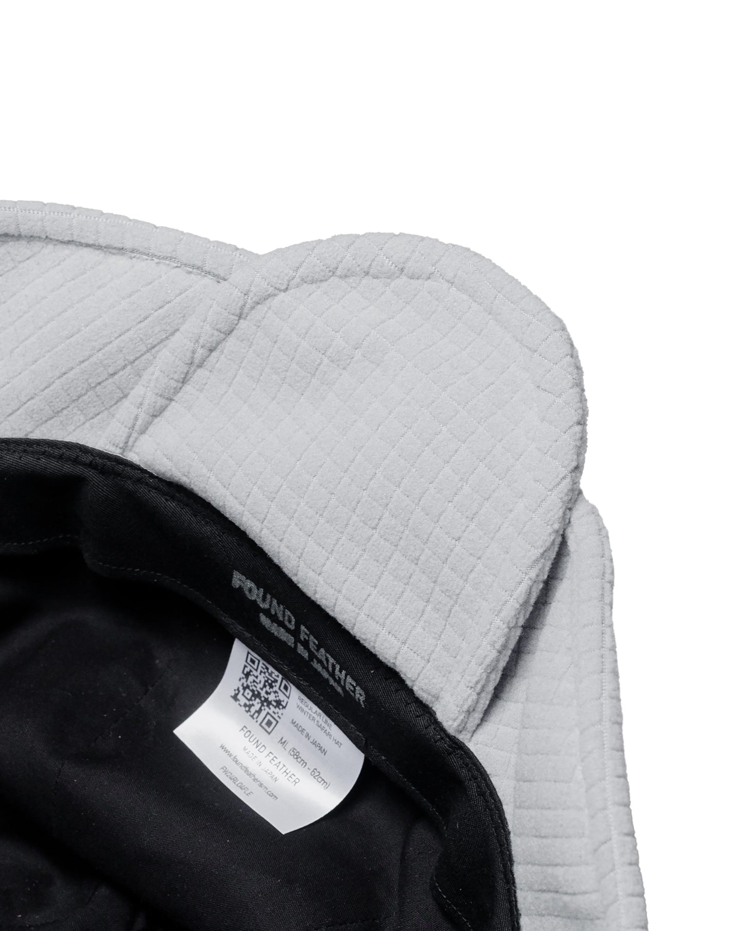 Found Feather Winter Safari Hat Quilted Polar Fleece Grey ear flap