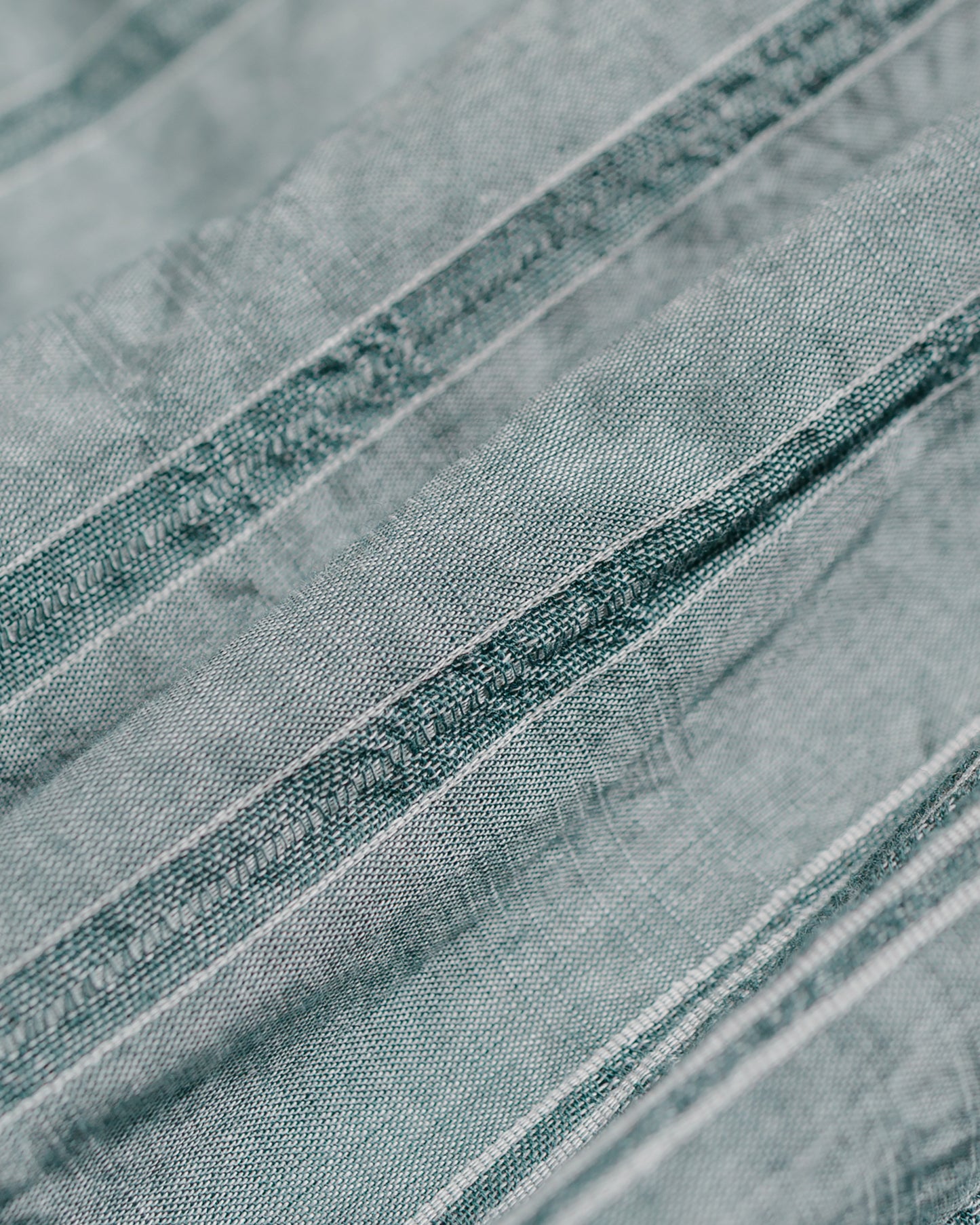 Gitman Vintage Bros. Green Japanese Dobby Stripe Camp Shirt