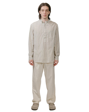 Gitman Vintage Bros. Tan Cotton/Ramie Cabana Stripe Popover Shirt model full