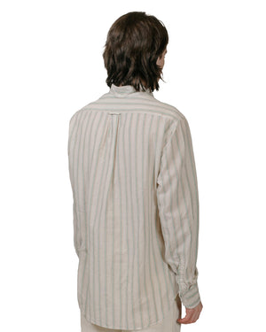 Gitman Vintage Bros. Tan Cotton/Ramie Cabana Stripe Popover Shirt model back