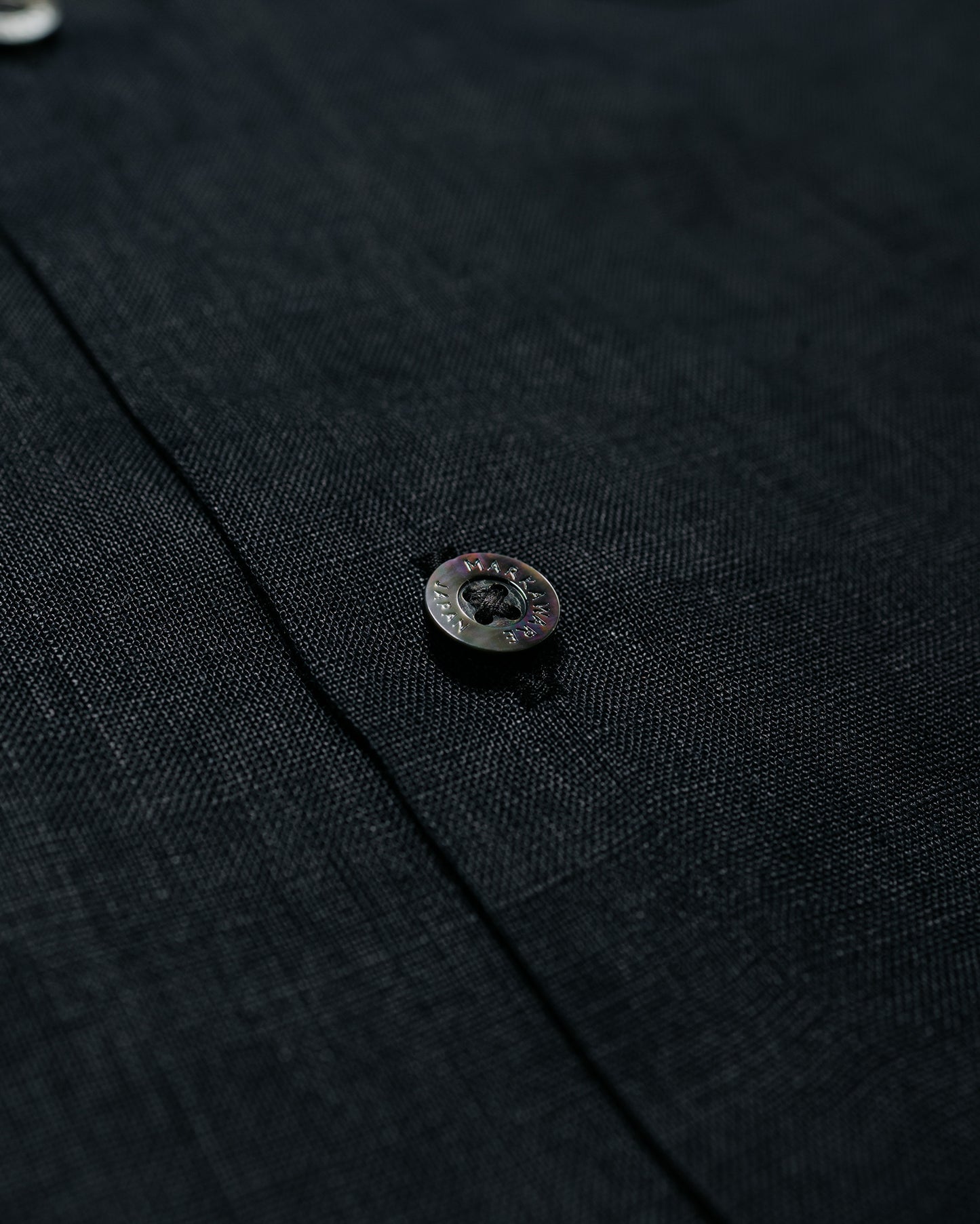 MARKAWARE New Open Collar S/S Shirt Hemp Shirting Black