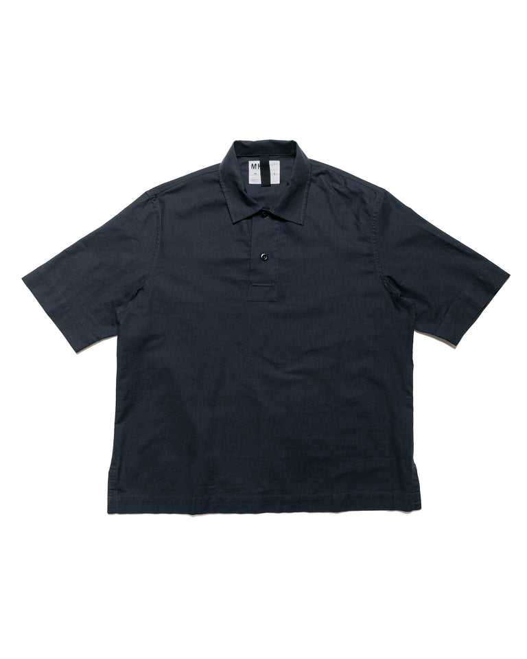 MHL Offset Placket Polo Textured Cotton Ink
