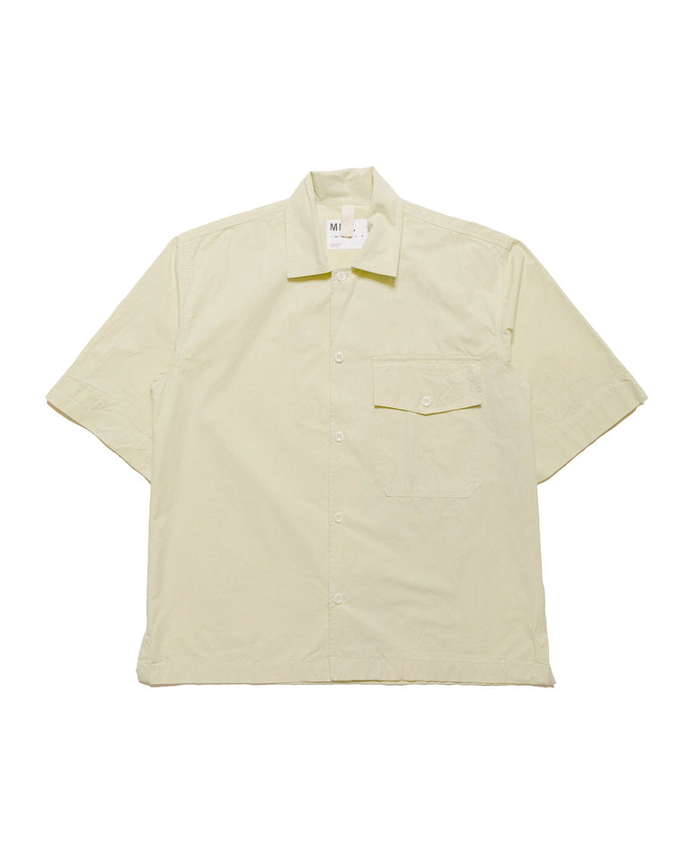 MHL SS Flap Pocket Shirt Yarn Dye Cotton Canvas Pale Yellow