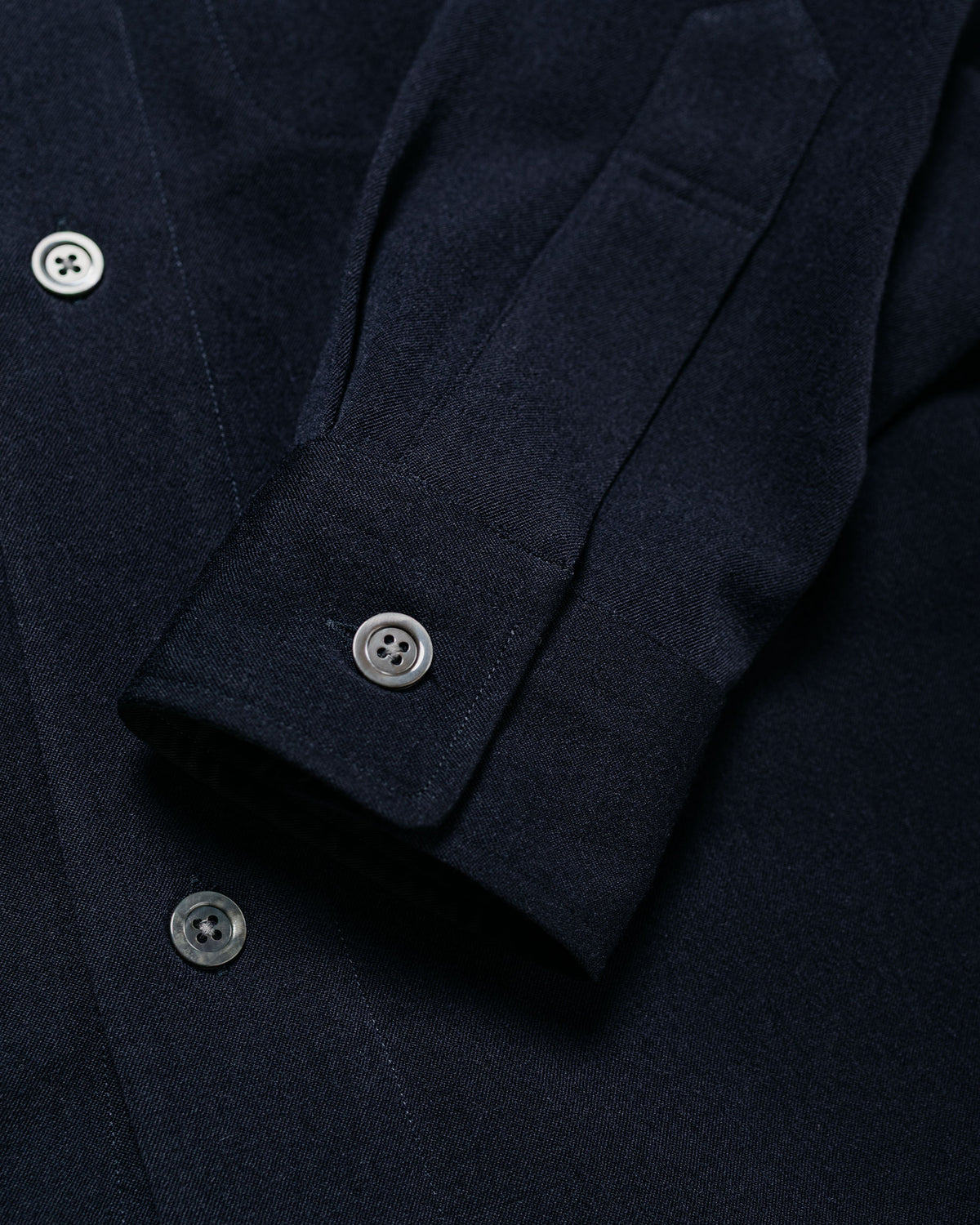 Margaret Howell Half Lined Shirt Brushed Fluid Wool Twill Navy