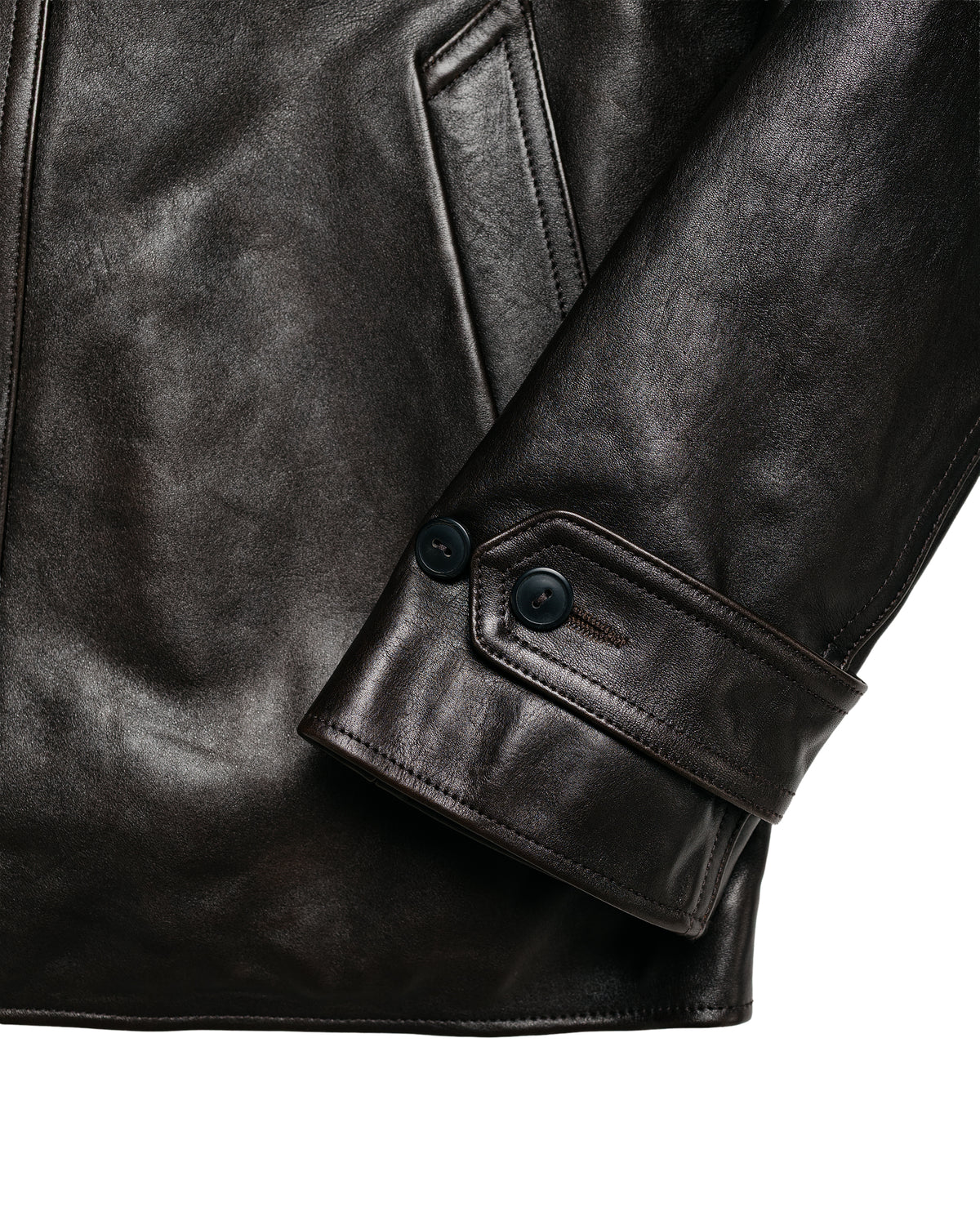 MotivMfg Corbusier Leather Coat Genuine Horsehide Washed/Antique Brown