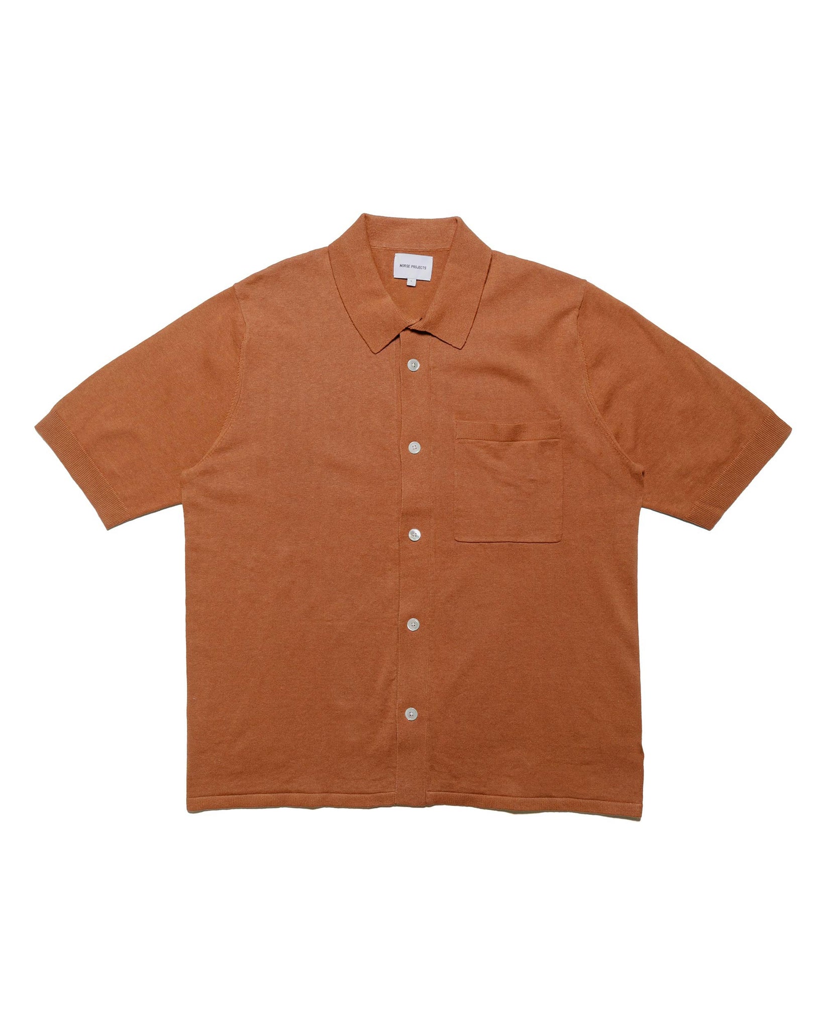 Norse Projects Rollo Cotton Linen SS Shirt Red Clay