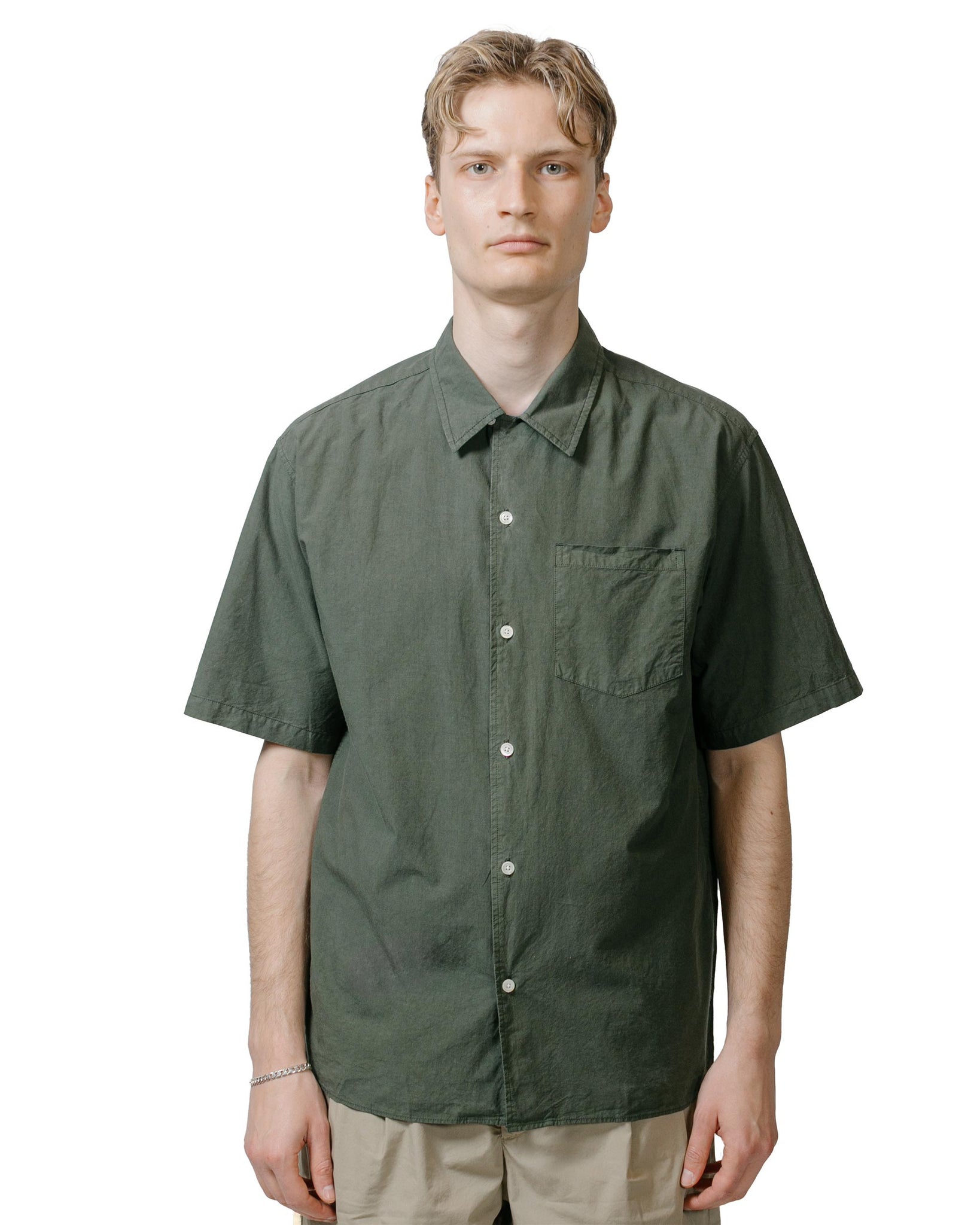 Norse Projects Carsten Cotton Tencel Spruce Green model front