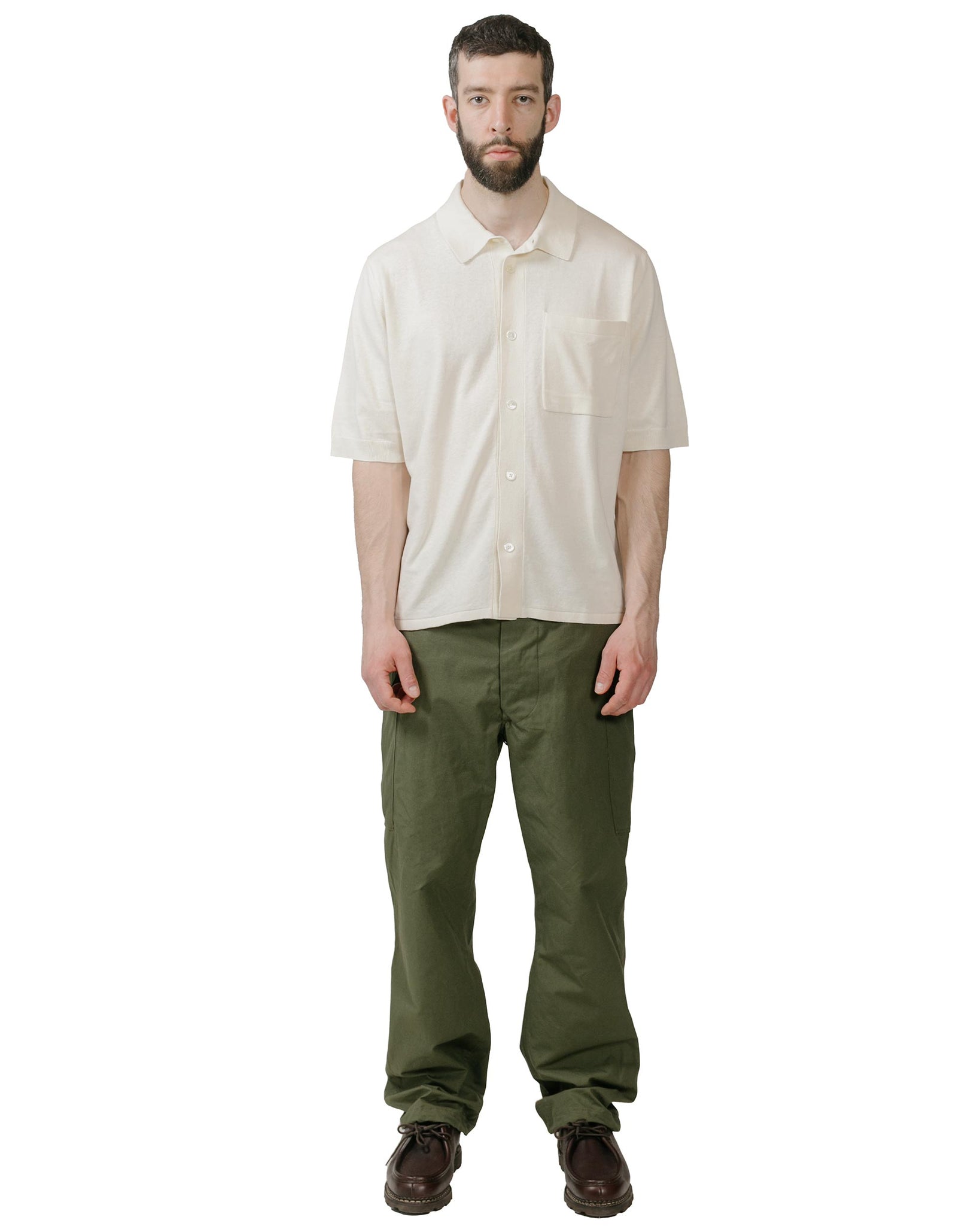 Norse Projects Rollo Cotton Linen SS Shirt Kit White model full