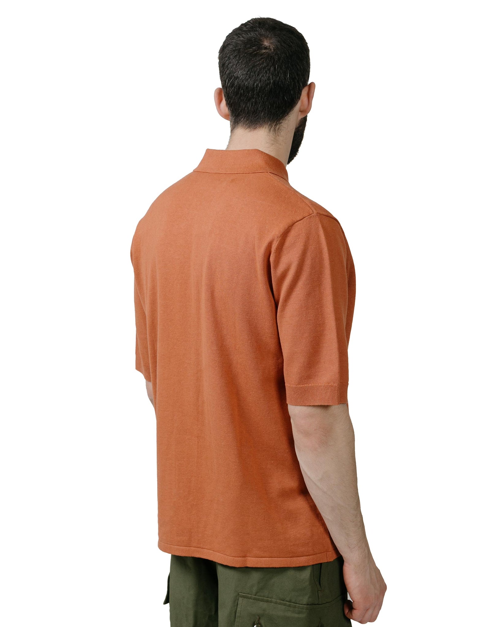 Norse Projects Leif Cotton Linen Polo Red Clay model back