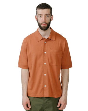 Norse Projects Rollo Cotton Linen SS Shirt Red Clay model front