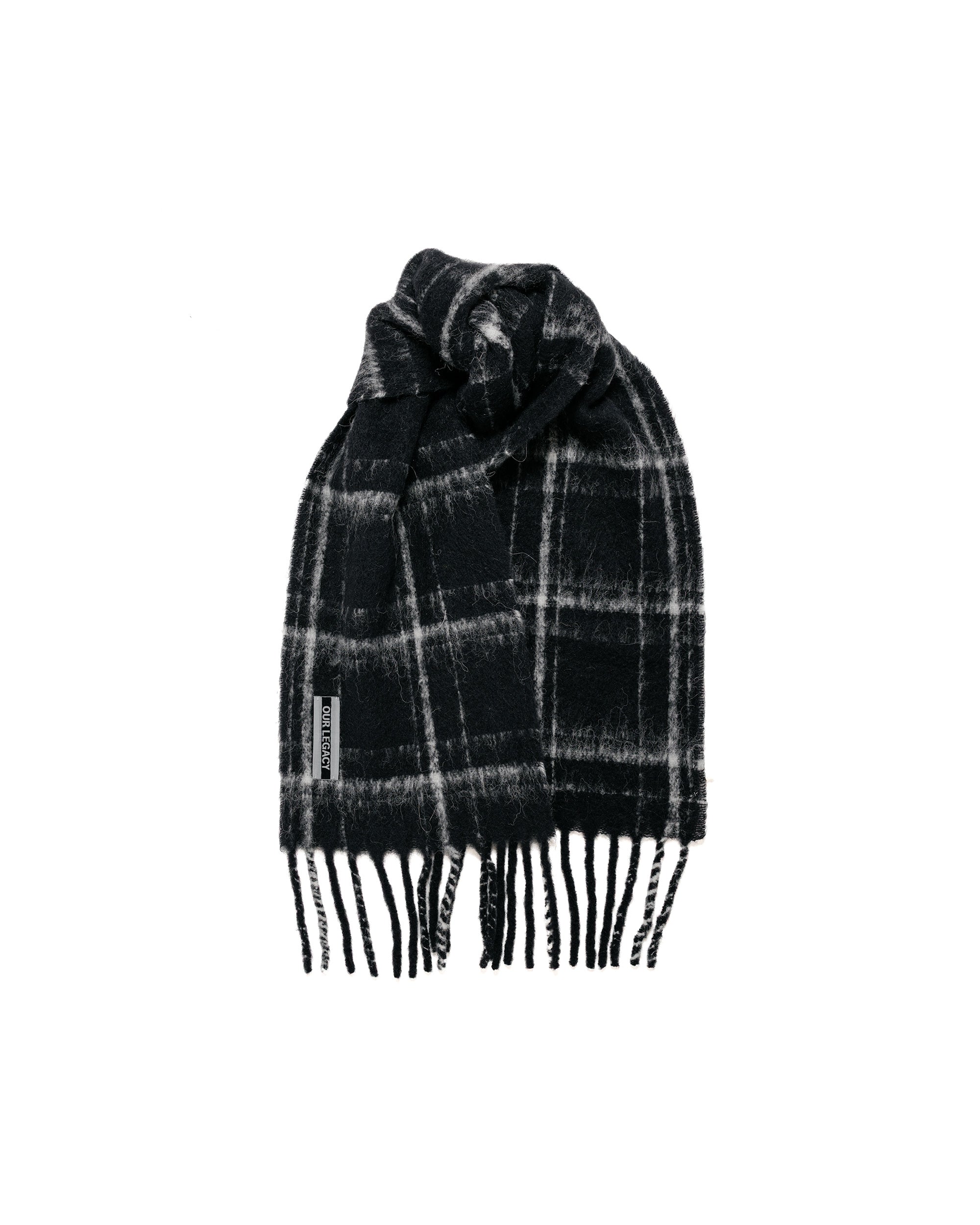 Our Legacy Estate Scarf Black Fuzzy Alpaca Check