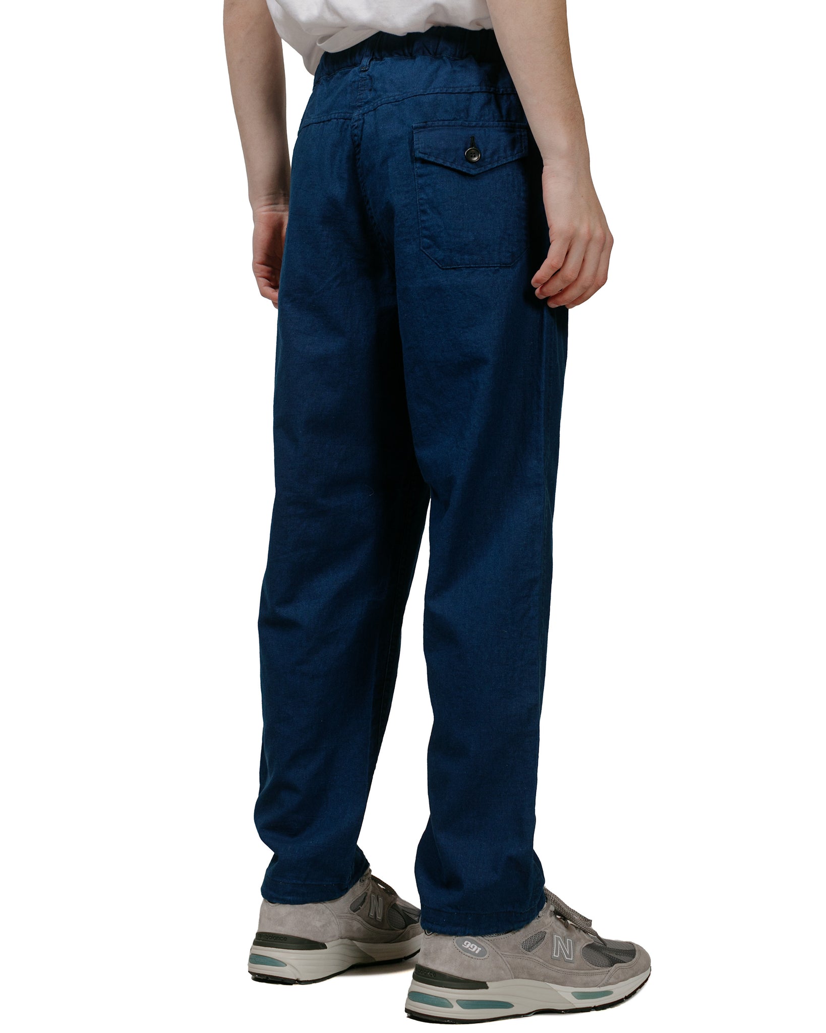 Post O'Alls E-Z Travail Pants Cotton/Linen Sheeting Indigo model back