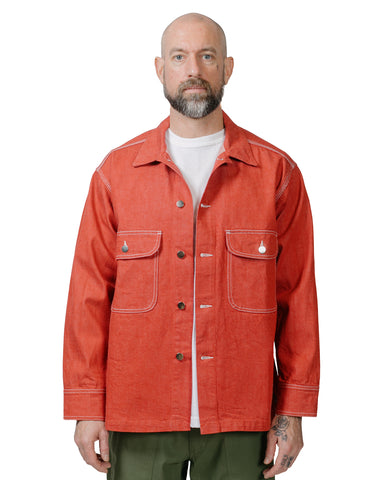 Randy's Garments Over Shirt 13.75oz Laundered Uncut Selvedge Denim Red