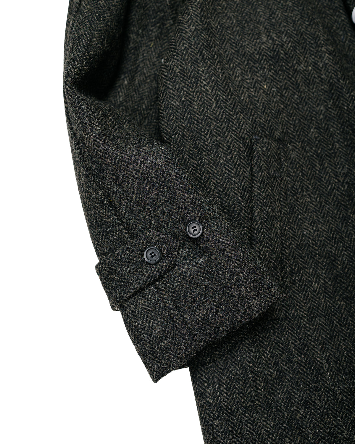 Sage de Cret Harris Tweed Balmacaan Overcoat Herringbone