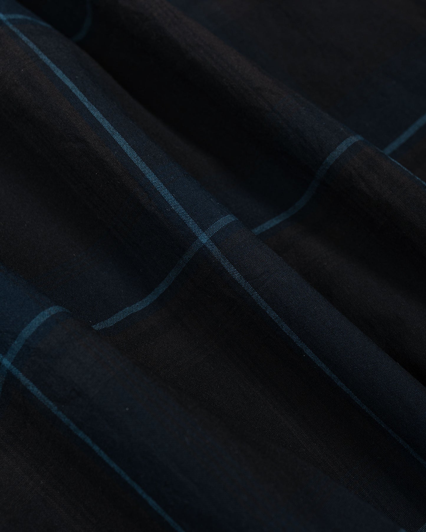 Sage de Cret Organic Cotton Madras Pigmnet CT Long Regular Collar Shirt Navy
