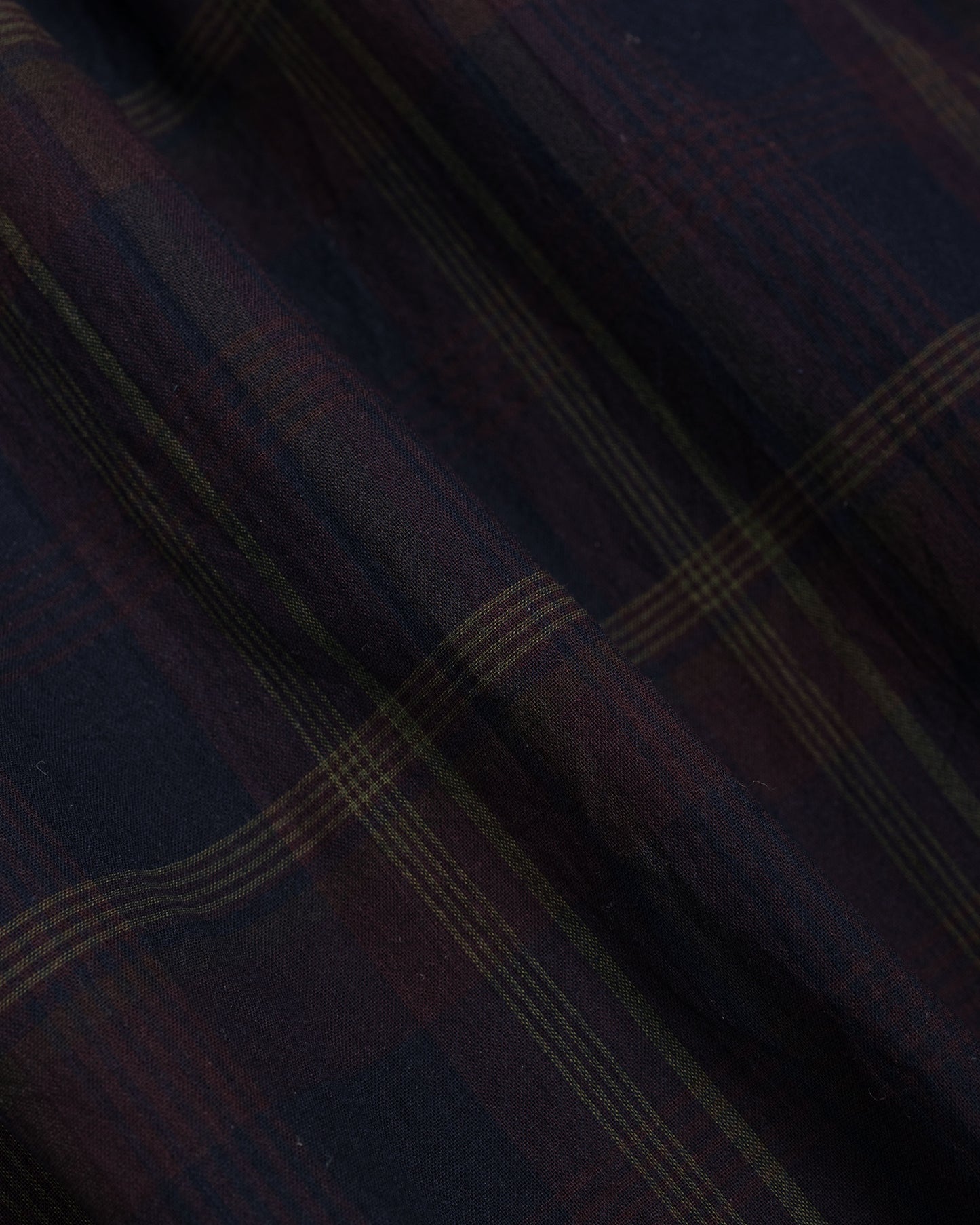 Sage de Cret Organic Cotton Madras Pigmnet CT Long Regular Collar Shirt Wine
