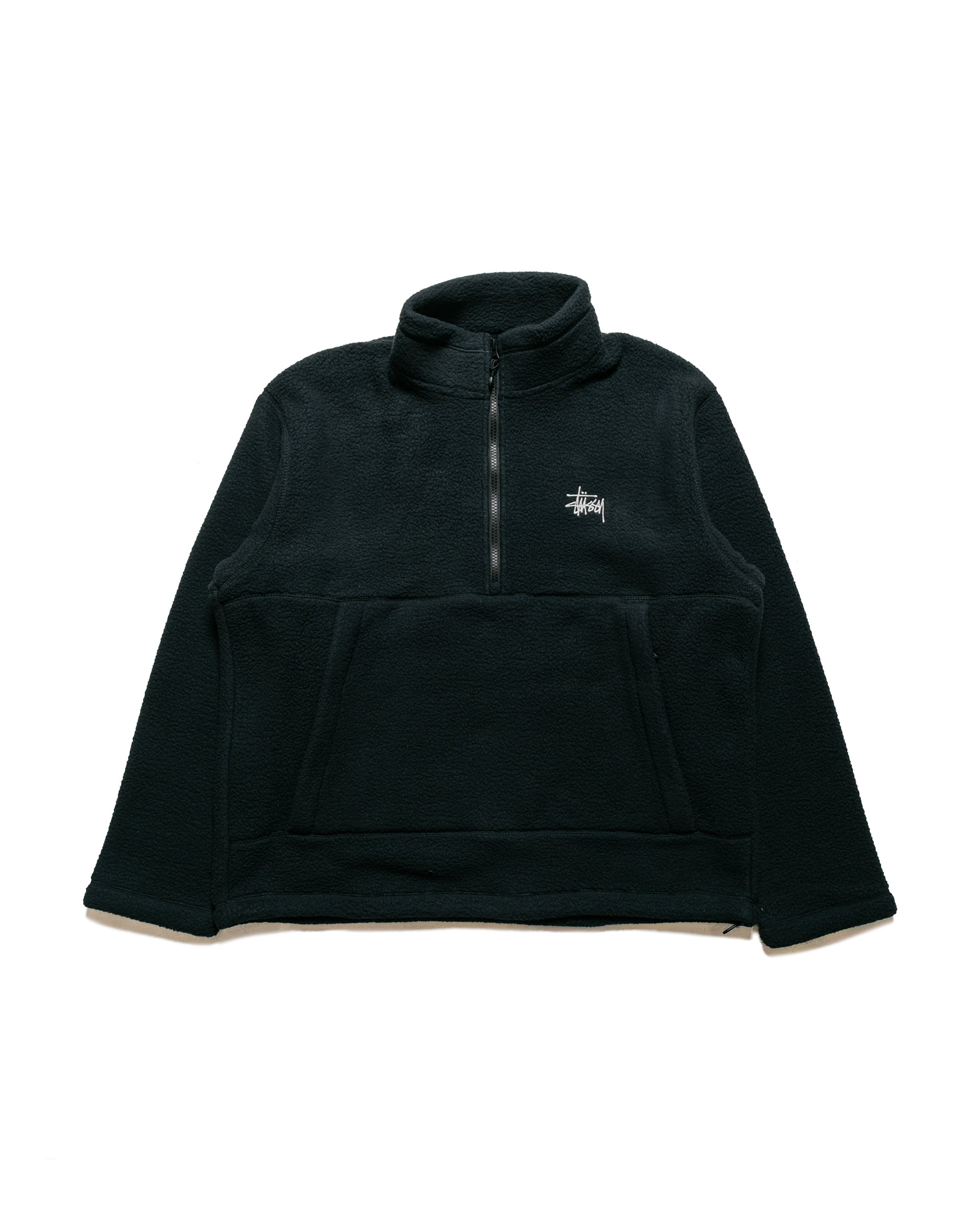 Stussy Polo Zip Fleece Stüssy Polar Fleece Half Zip Mock Neck Black