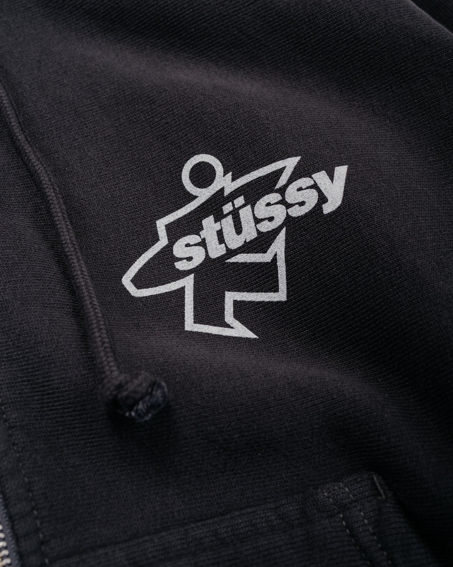 Stüssy Surf Size Garment Dyed Zip Hoodie Faded Black